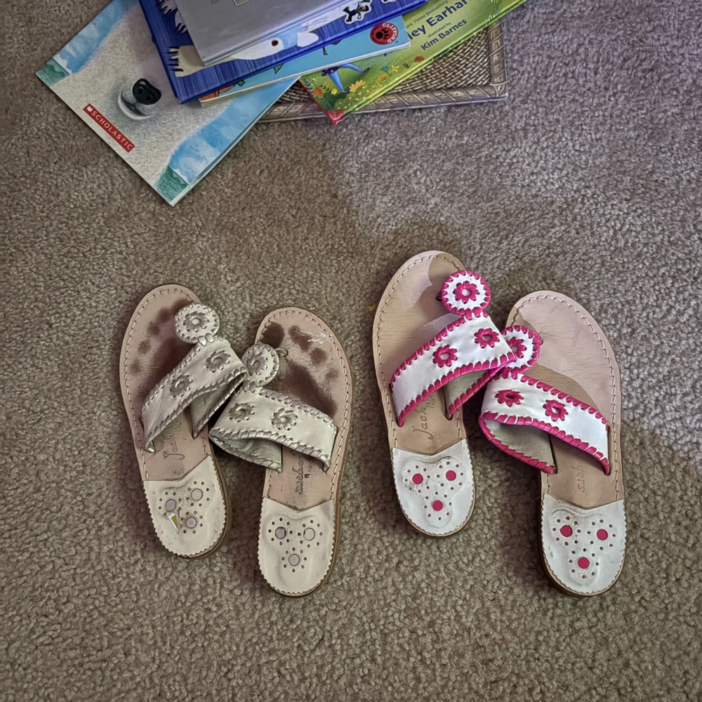 Jack Rogers Pink and Cream Sandals Comfortable Flip Flops